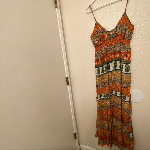 Forever 21 boho Paisley print patchwork Spaghetti country Dress Y2K maxi M - Picture 2 of 13
